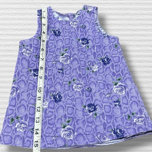 Vtg The Children’s Place 12M Purple Floral Snake Print Jacquard Dress 90s Retro - Picture 2 of 5